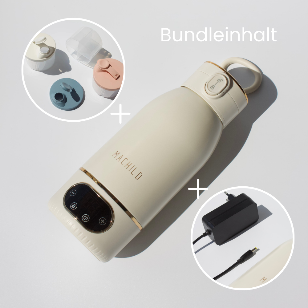 Tragbarer Fläschchenwärmer + Milchpulverbox (weiß) + Schnell-Ladegerät