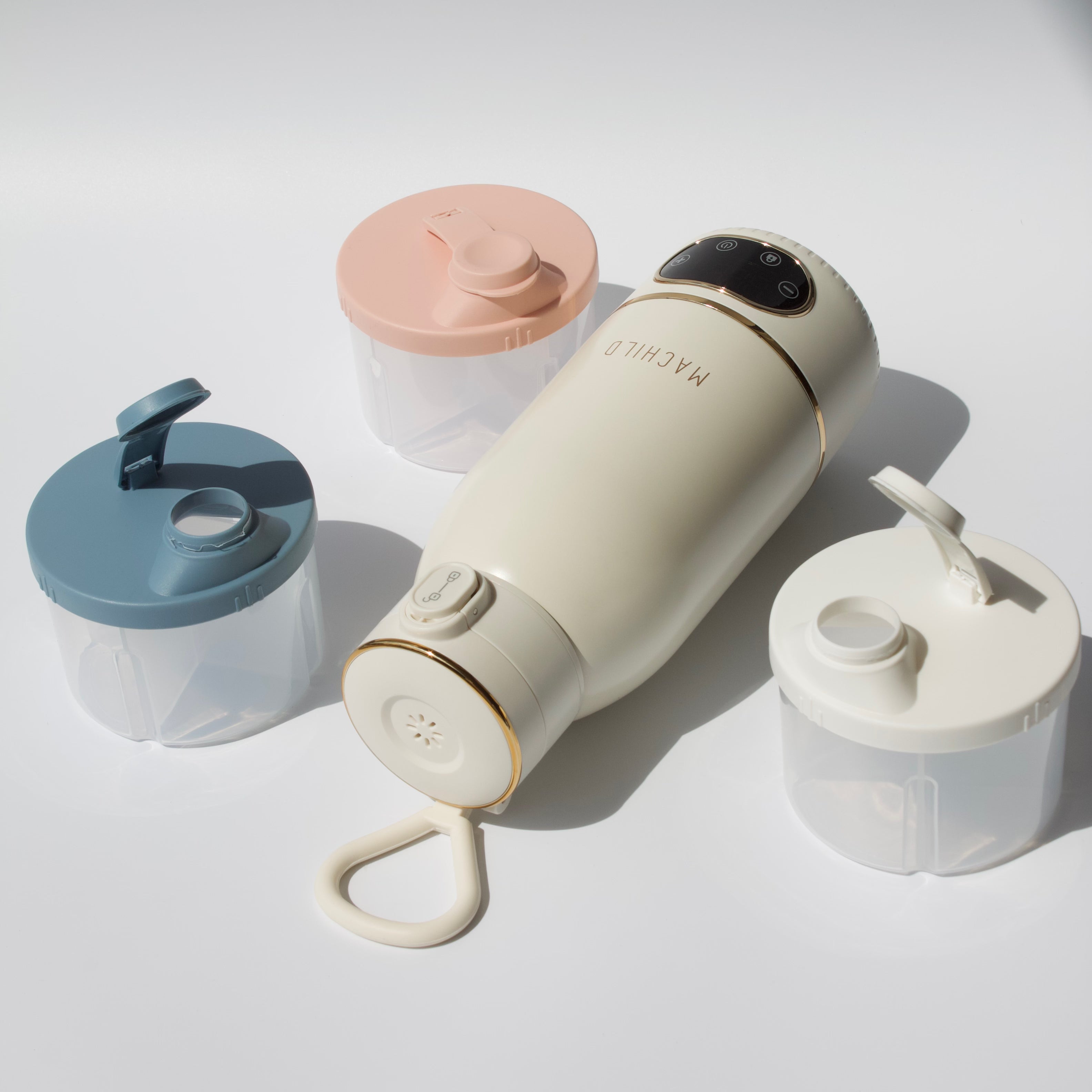 Tragbarer Fläschchenwärmer + Milchpulverbox (weiß) + Schnell-Ladegerät