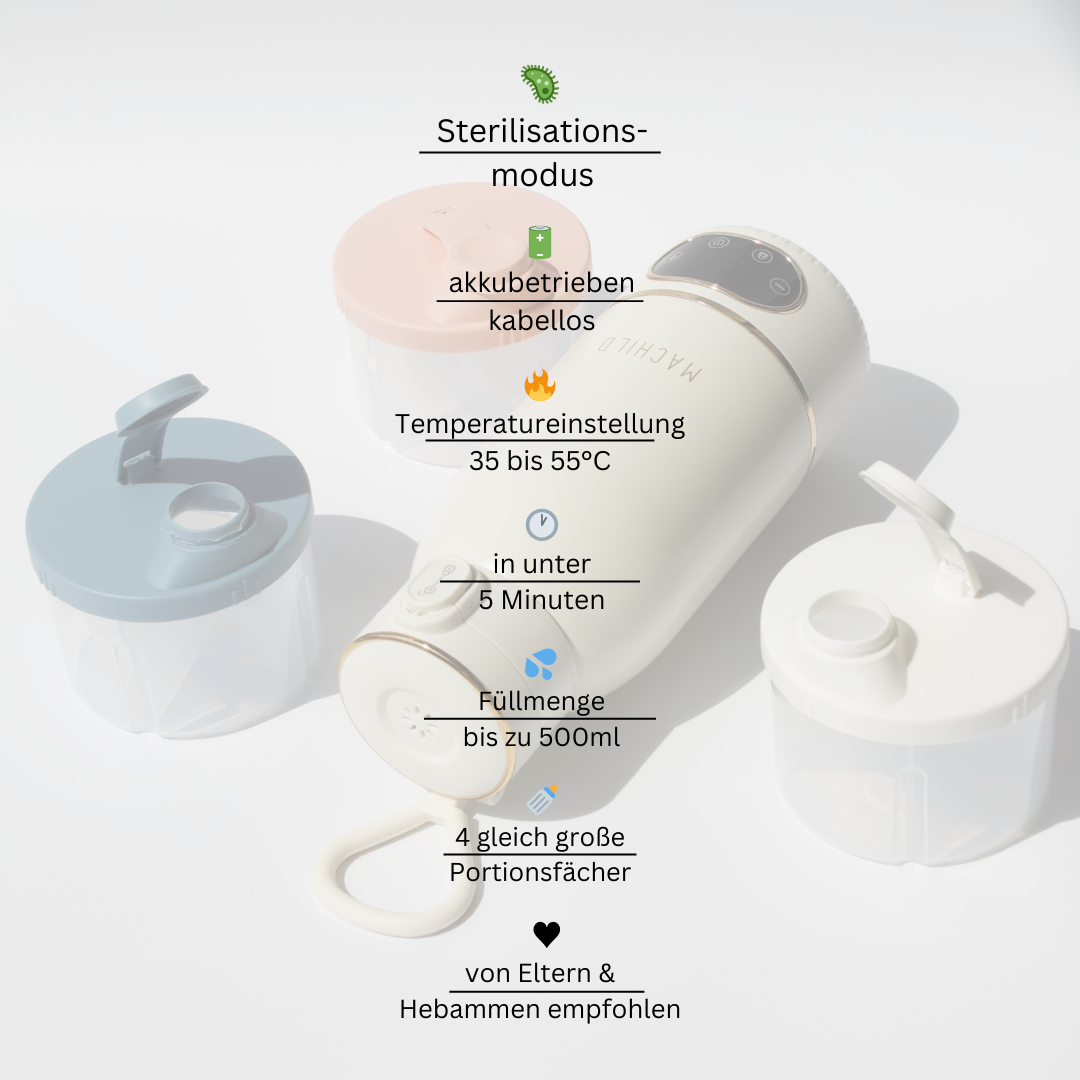 Tragbarer Fläschchenwärmer + Milchpulverbox (weiß) + Schnell-Ladegerät